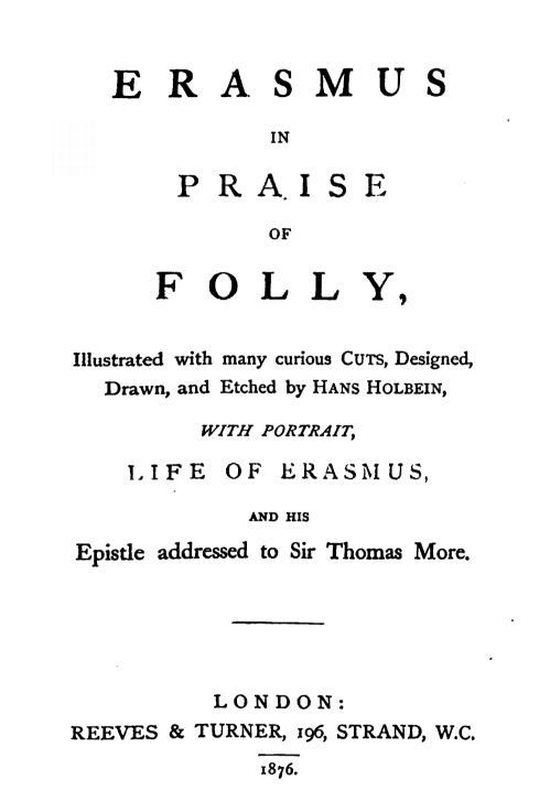 In Praise of Folly Illustrated with Many Curious Cuts 표지