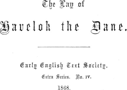 The Lay of Havelok the Dane 표지