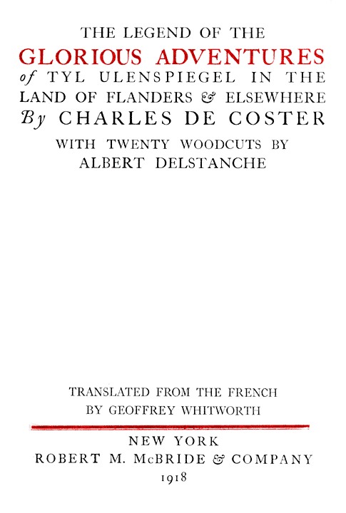 The Legend of the Glorious Adventures of Tyl Ulenspiegel in the land of Flanders and elsewhere 표지