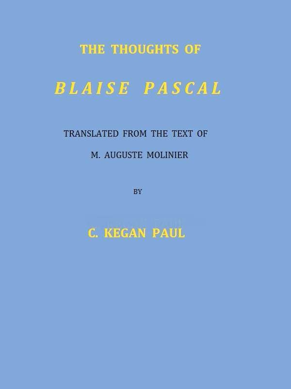 The Thoughts of Blaise Pascal 표지