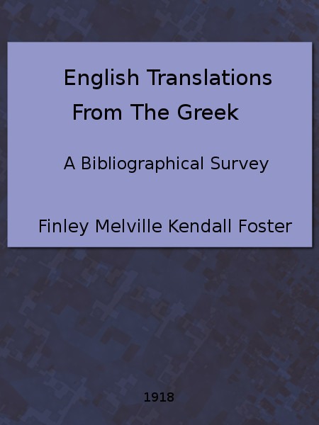 English Translations from the Greek: A Bibliographical Survey 표지