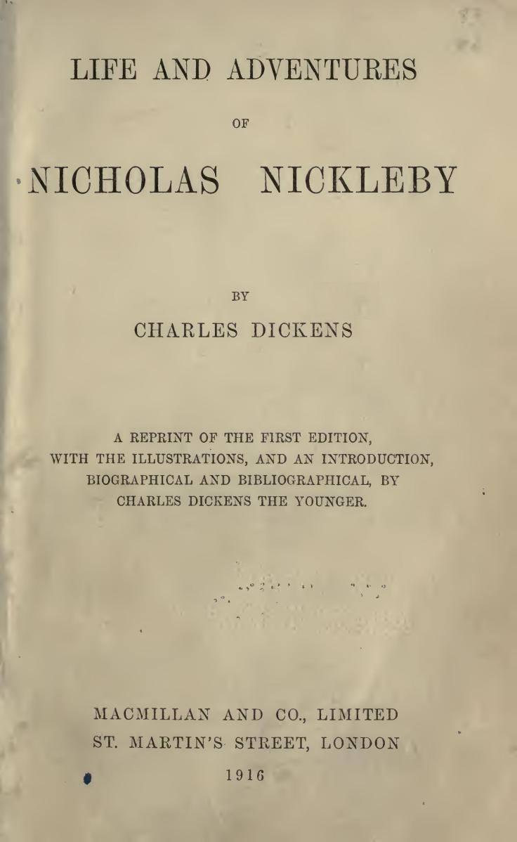 Nicholas Nickleby 표지